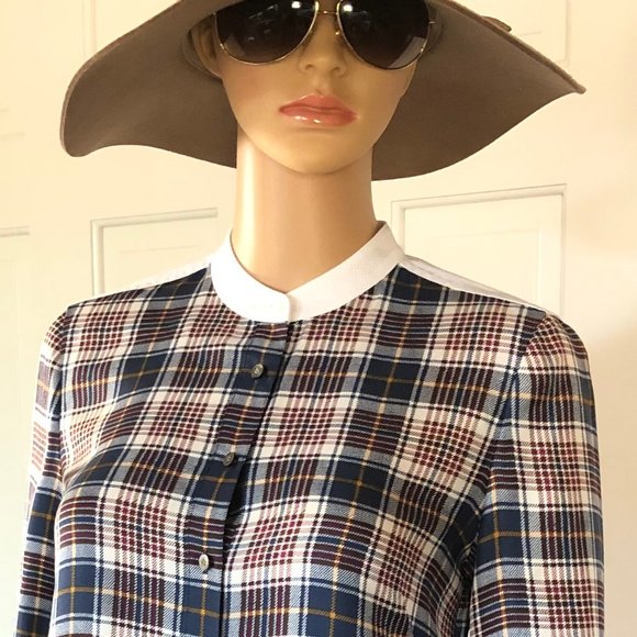 Tory Burch Cora Tartan Plaid Silk Shirtdress - Picture 2 of 16